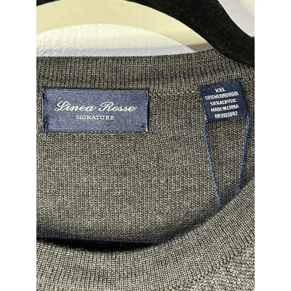 Linea Rosso Nordstrom Men's Charcoal Merino Wool Sweater Size XXL New w/ Tags